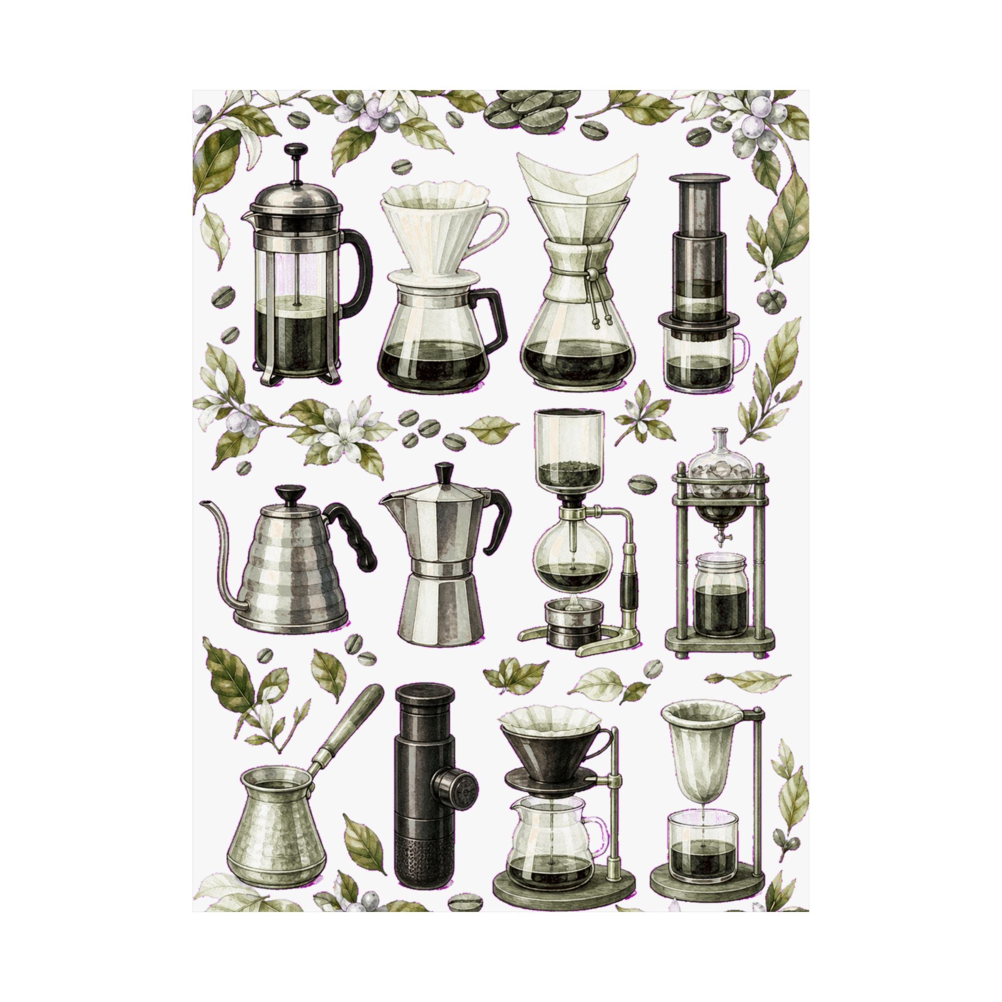 Coffee Brewing Methods Chart Poster