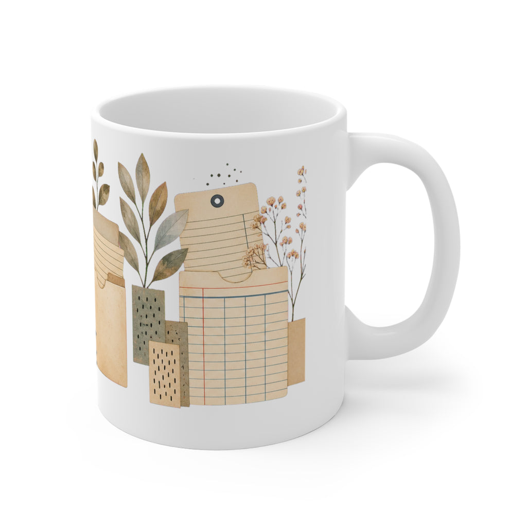 Library Checkout Card Pattern Muted Mug
