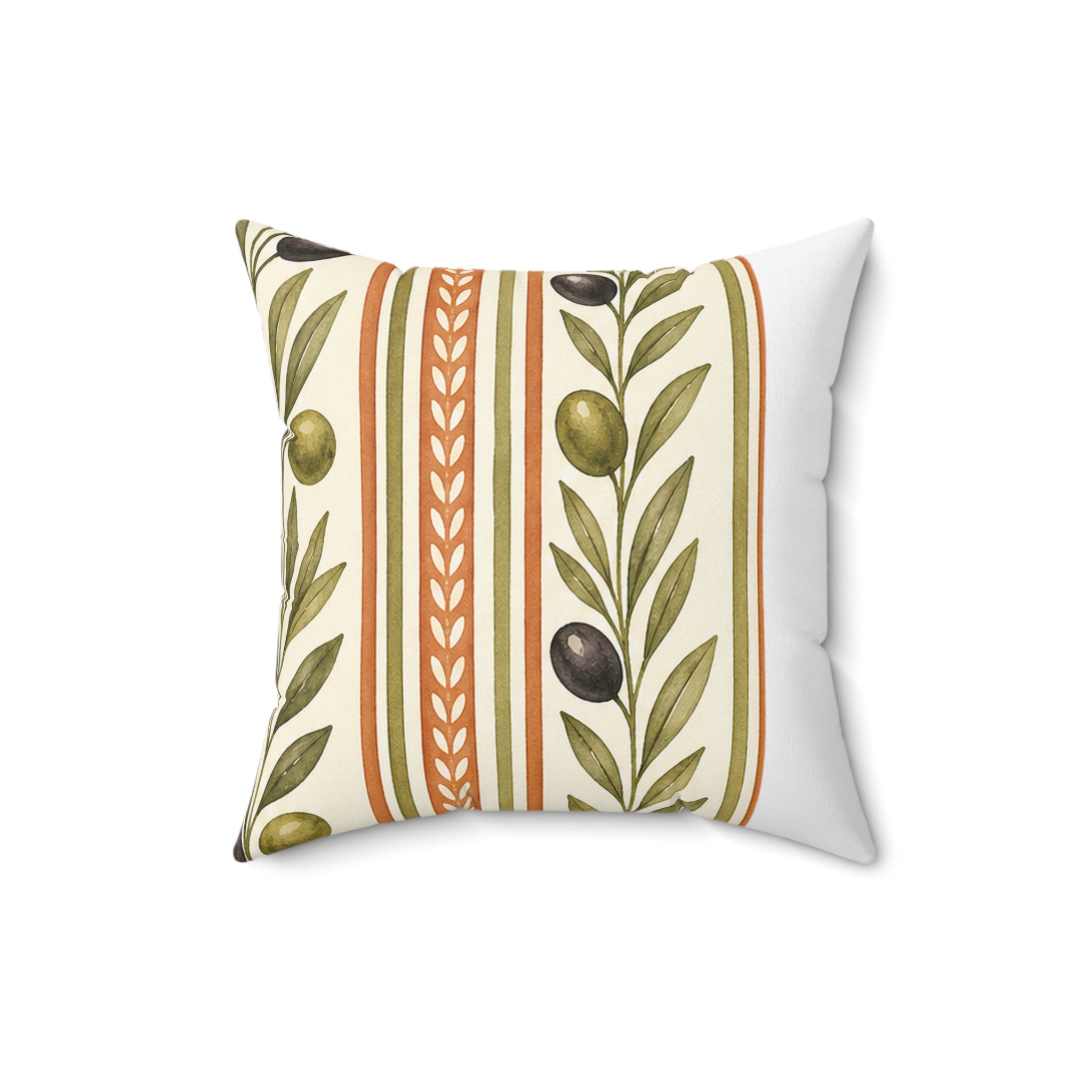 Olive/Clay Stripe Pattern Throw Pillow
