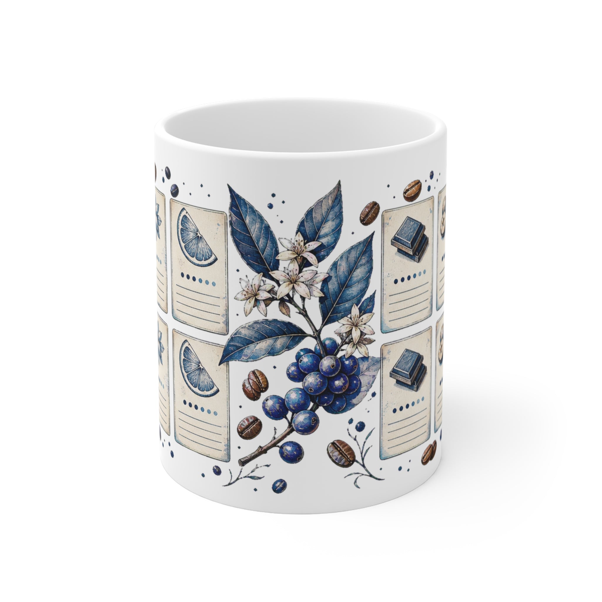 Patina-Blue Coffee Tasting Notes Grid Mug