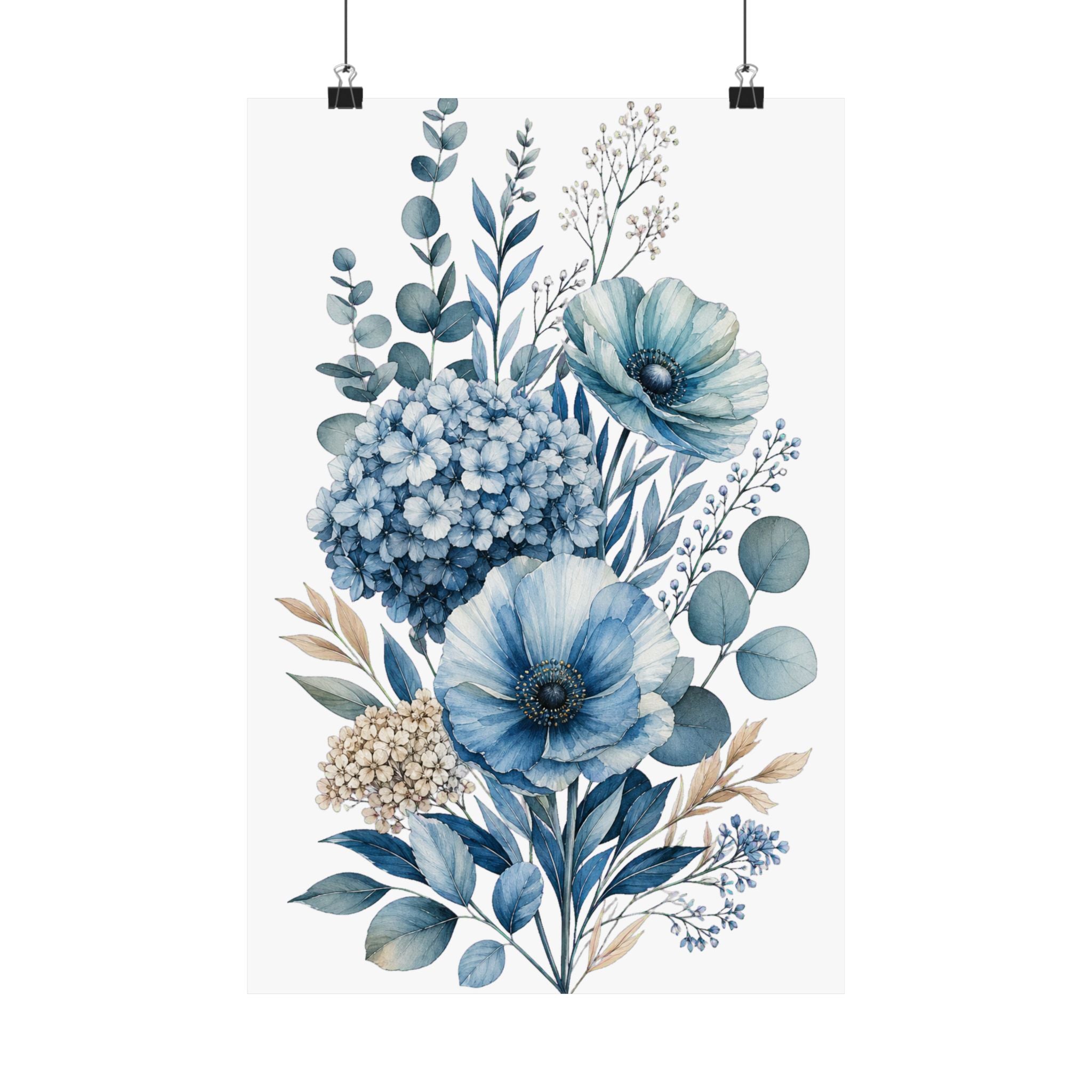 Patina Blue Botanical Wall Print Poster
