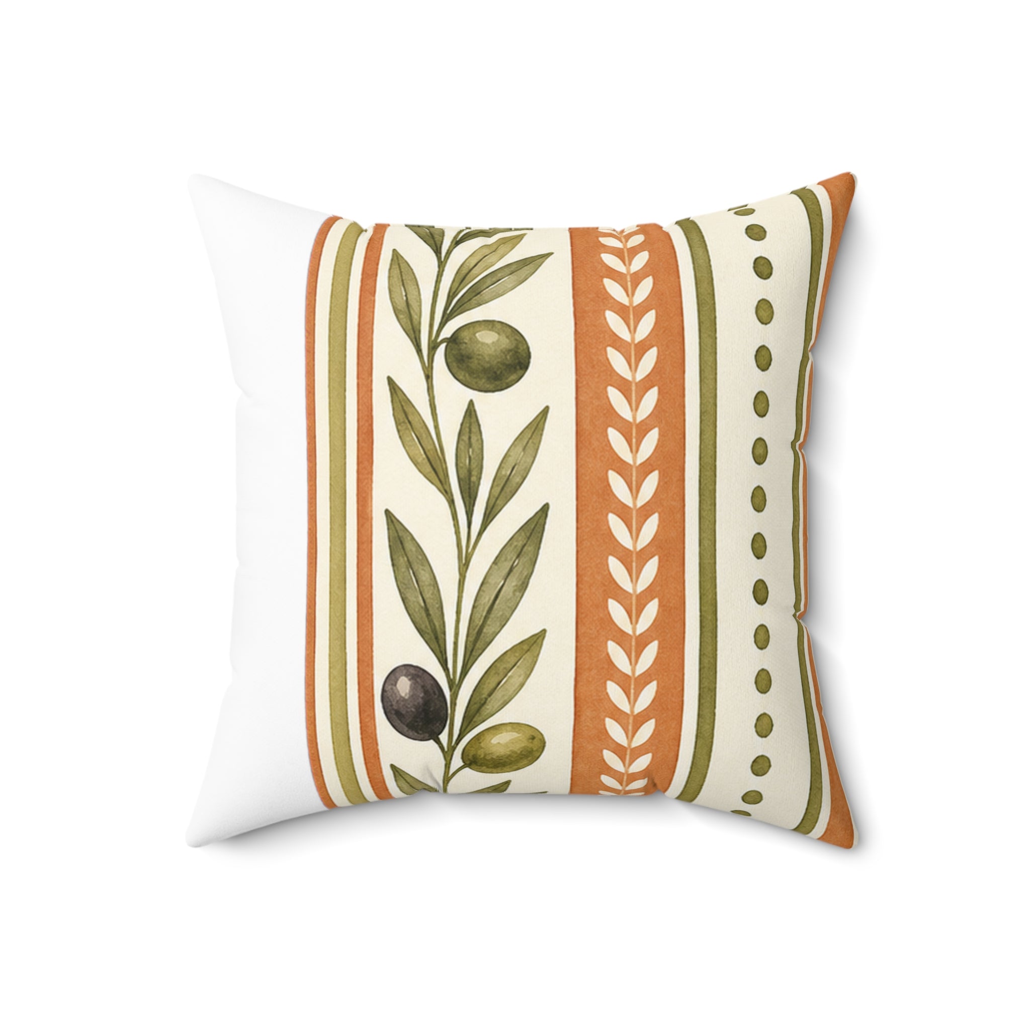 Olive/Clay Stripe Pattern Throw Pillow
