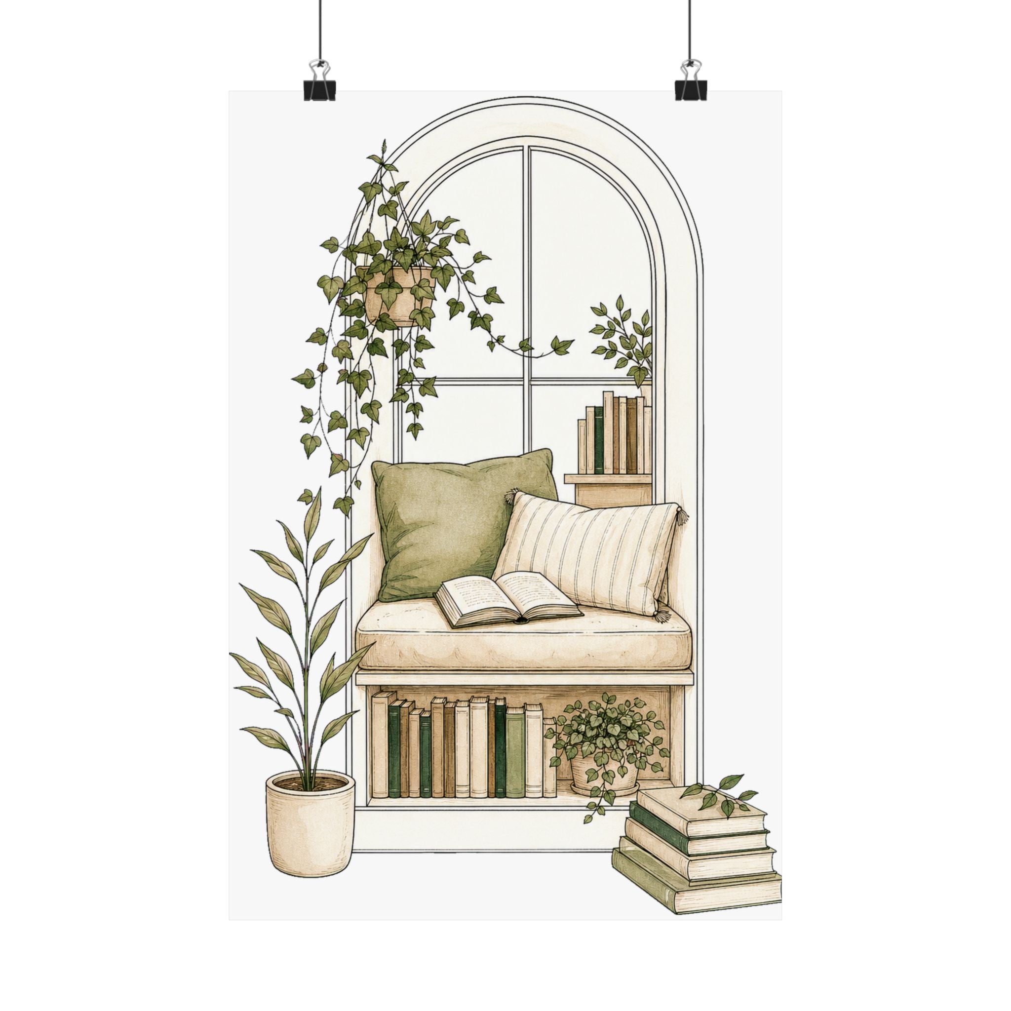 Reading Nook Line Art Poster