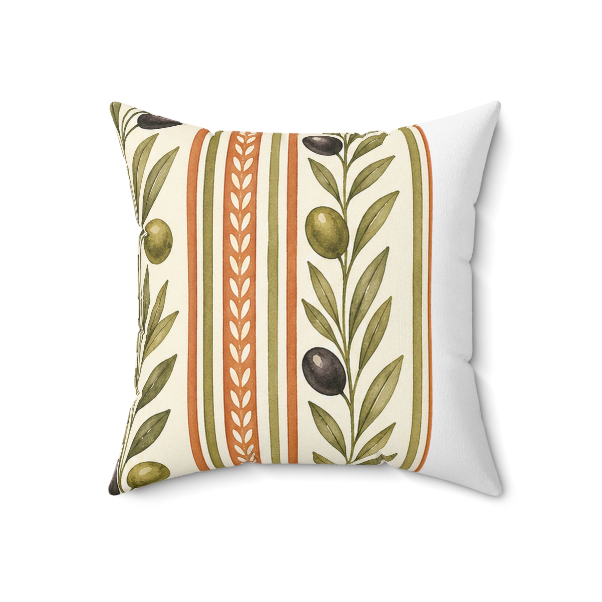 Olive/Clay Stripe Pattern Throw Pillow