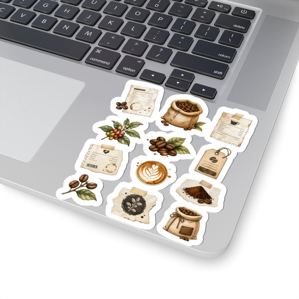 Cafe Receipt Beans Cup Labels Sticker Sheet