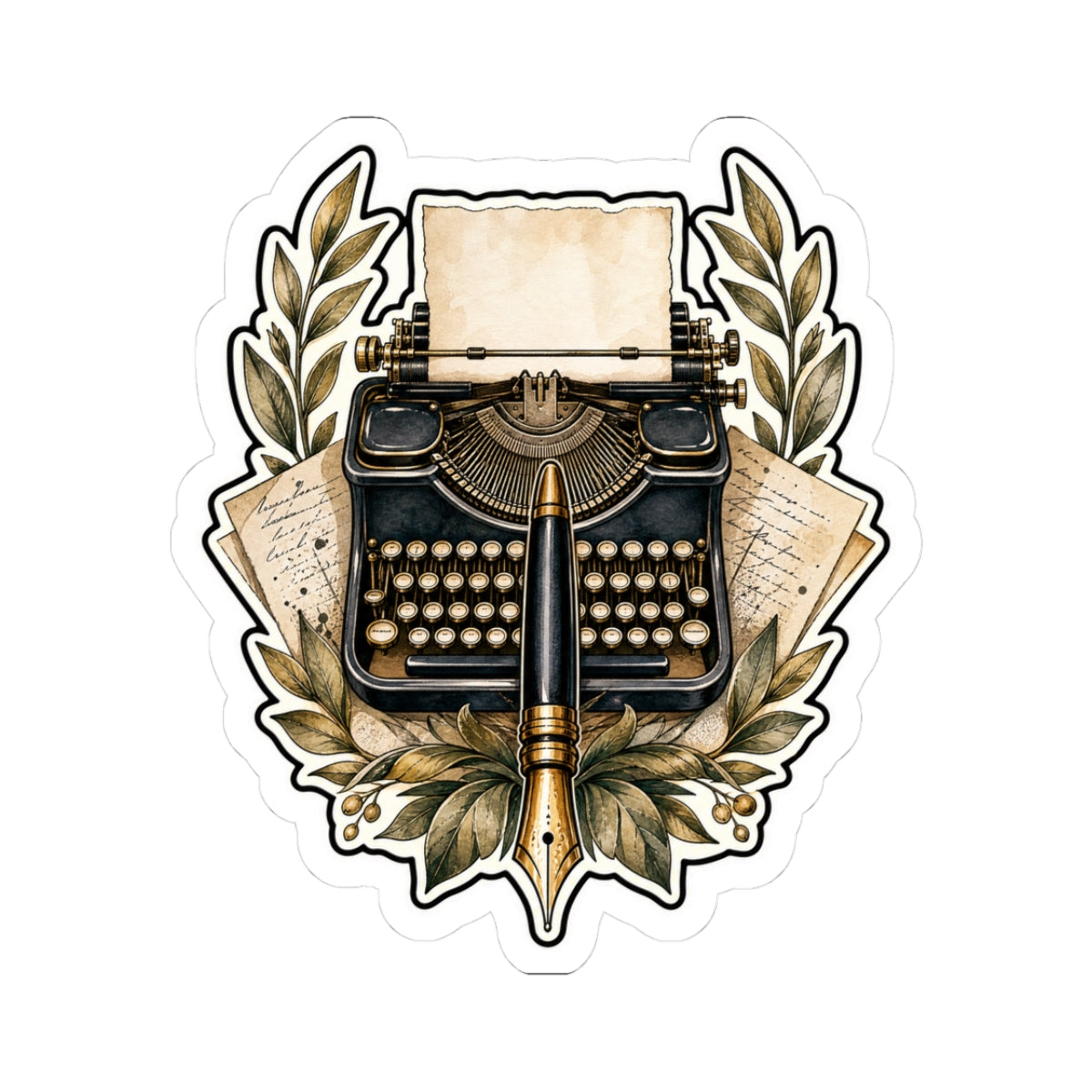 Premium Typewriter/Pen Emblem Sticker